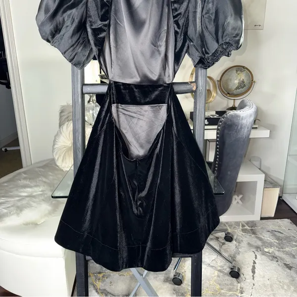 Bardot Marina Velvet Backless Mini Dress Black Womens 6 Medium Sheer Sleeves New - Image 13