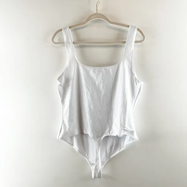 Free People Pippa Notched Wire Tank Top Bodysuit White XL - Image 4
