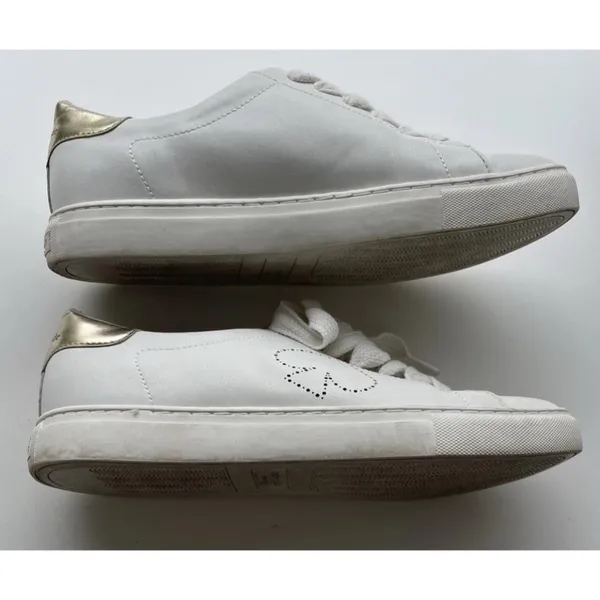 KATE SPADE Angelise White Gold Leather Lace Up Low Top Sneakers Size 8B - Image 9