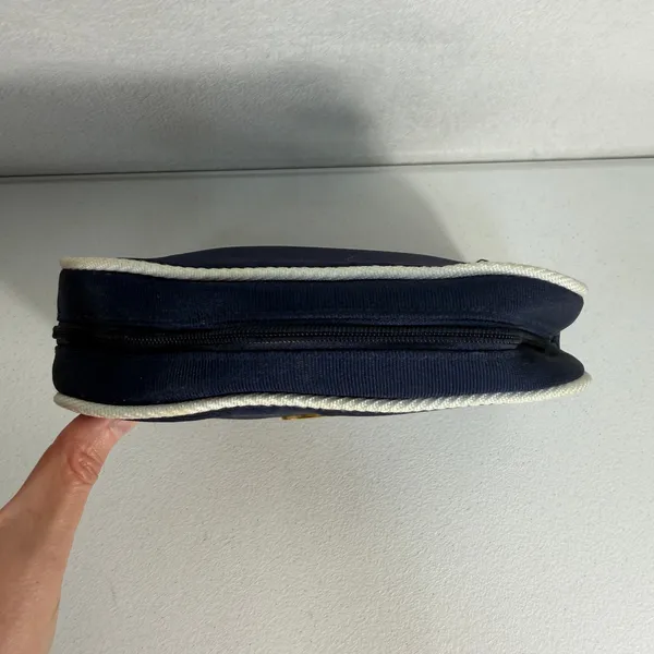 Vintage Christian Dior Parfums Cosmetic Make Up Bag Pouch Canvas Navy‎ Blue - Image 4