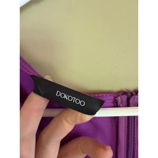 Dokotoo‎ Purple Flutter Sleeve Wrap V-Neck Midi A-Line Dress Large - Image 2