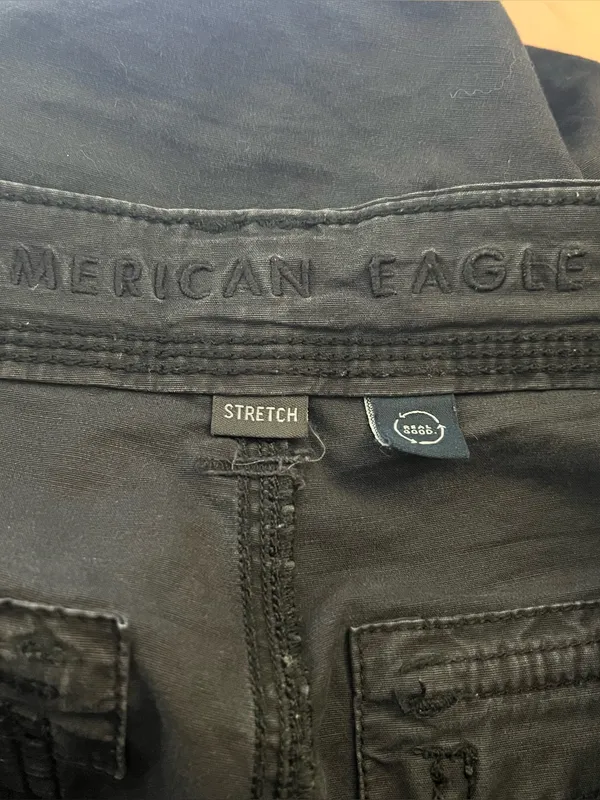 American Eagle Straight Leg Cargo Pants Stretch Utility Black 6 - Image 2