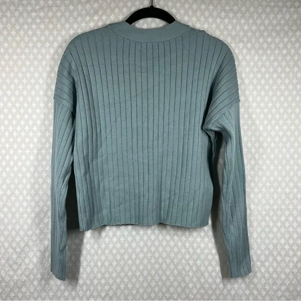 Abercrombie & Fitch Light‎ Green Ribbed Button Up Cardigan - Image 3