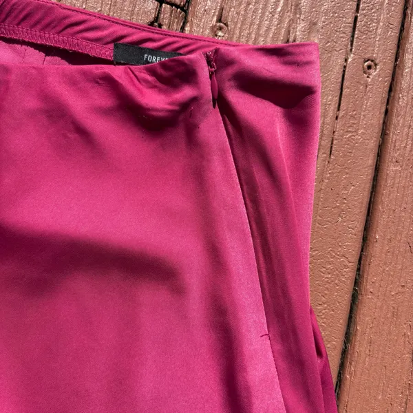 Forever 21 S silky satin hot pink midi skirt - Image 3