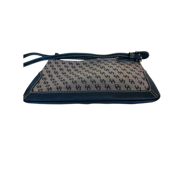 Dooney &‎ Bourke Slim Zip Top Shoulder Bag Lightweight Vintage Dark Blue - Image 9