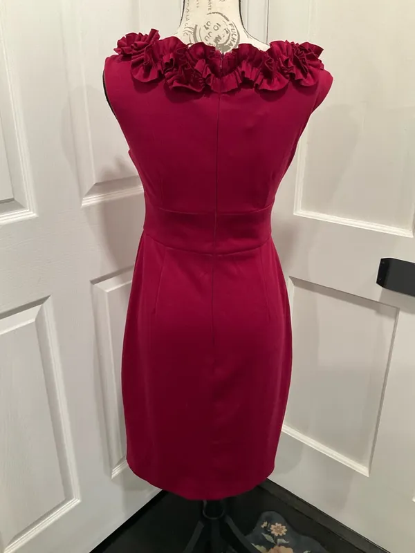 Nwt London‎ Times Maroon Rosette Dress - Image 3