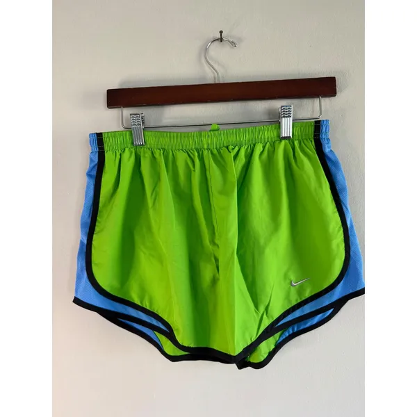 Nike Dri-FIT Tempo Running Shorts Lime Green Blue Women Large 211646-328 - Image 2