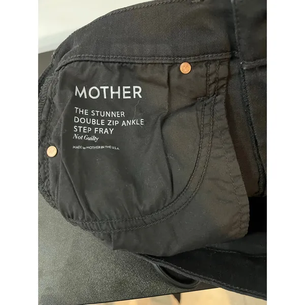 Mother The Stunner Double Zip Ankle Jeans Not Guilty Black High‎ Rise Raw Hem 26 - Image 6