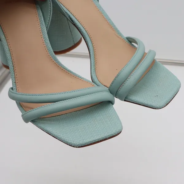 Sam Edelman Sandals Womens 8 Strappy Block Heel Blue Square Toe Textured Good - Image 8
