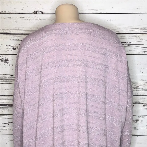 Bisou Bisou NWT Size XL Purple & Metallic Silver Stripe Oversized Sweater Top - Image 5