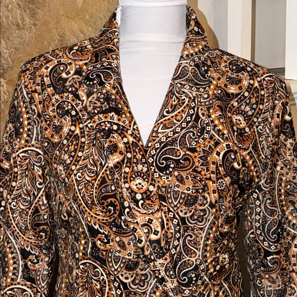 Driftwood Velvet Paisley Jacquard Blazer 70’s Western Embroidery Boho SZ S - Image 3