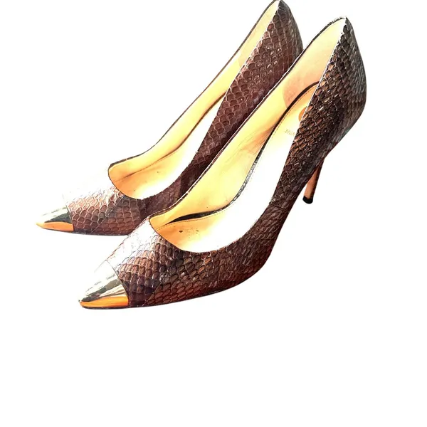VC SIGNATURE Leather Snake Print Pointed‎ Toe Heel Sz 9.5 - Image 3