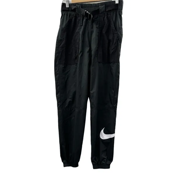 Nike‎ Tech Pack Woven Belted Black & White Swoosh Jogger Pants Size S - Image 2