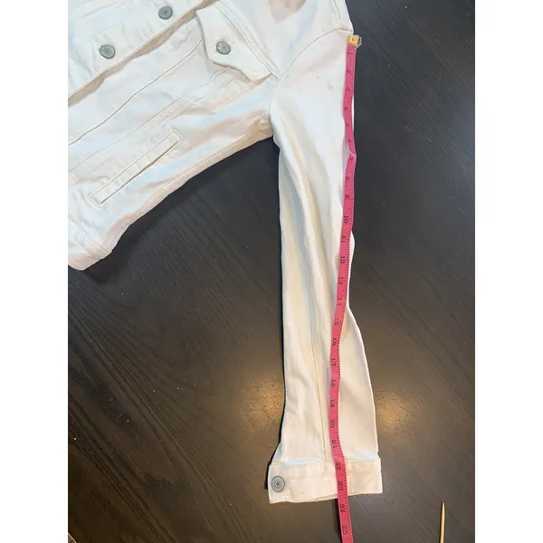 Abercrombie & Fitch White Denim Trucker Jacket Womens XS 144J0317 Stretch Cotton - Image 15