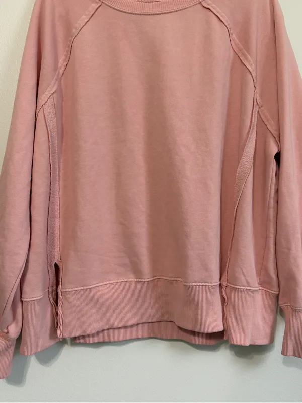 NWT American Eagle Big Hug Crew Neck Oversized Sweatshirt Light Pink XS NEW - Image 5