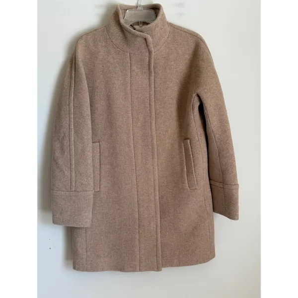 J.Crew Stadium Cloth Coat Women 6 Camel Tan Wool Blend Nello Gori - Image 2