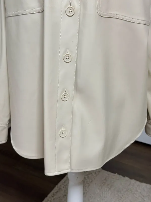 American Eagle oversized ivory color Faux Leather Shacket Size Large - Image 3