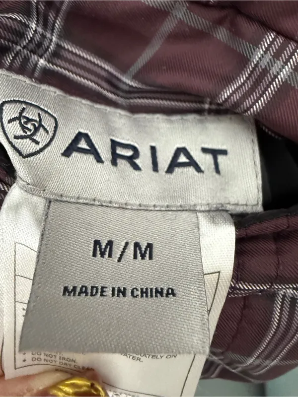 Ariat Plaid Quilted Puffer Vest - Burgundy with Gray - Image 15