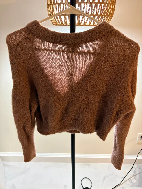 wild fable Cozy purple Fuzzy Cropped Button Cardigan - Image 4