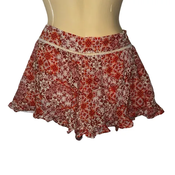 Forever 21 Bohemian Women’s Floral Print Ruffle Shorts - Orange - Image 2