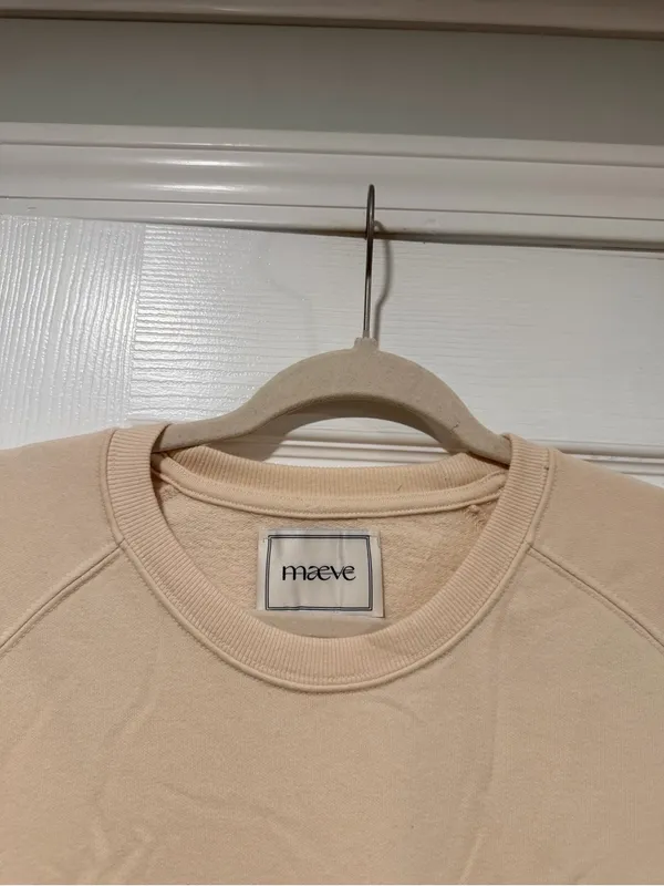 NWOT Maeve Anthropologie Size M Beige Oversized Crew Neck Pullover Sweatshirt - Image 2