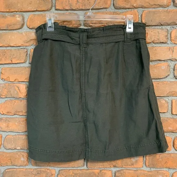 maurices Olive Green Skirt Womens 8 A-Line‎ Button Front Belted Casual Summer - Image 2