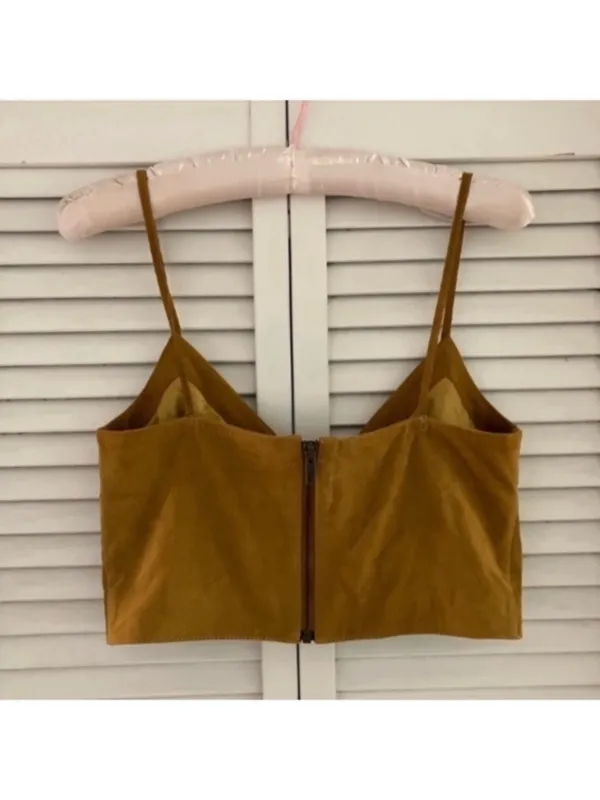 Michelle Mason Suede Twist Crop Top in Mustard Size 0 - Image 5