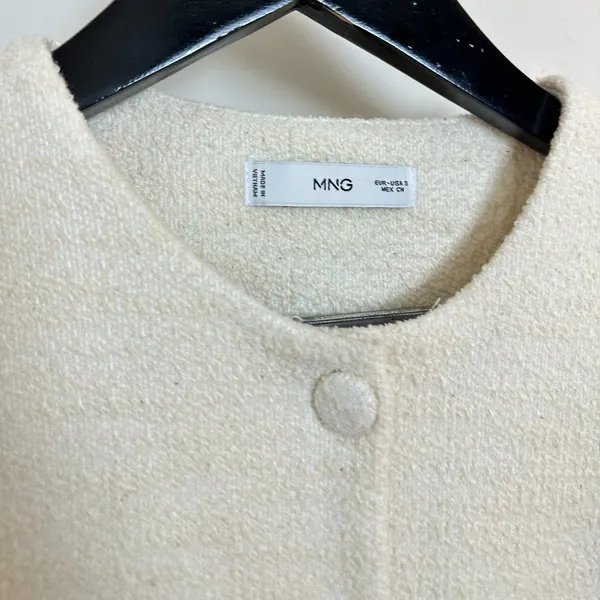 MANGO Sleeveless Tweed Jumpsuit in Cream Size Small - Image 5