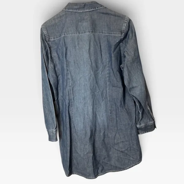 Chico's Women Blue Denim Tunic Button Down Shirt Cotton Size 2 Medium Wash L - Image 3