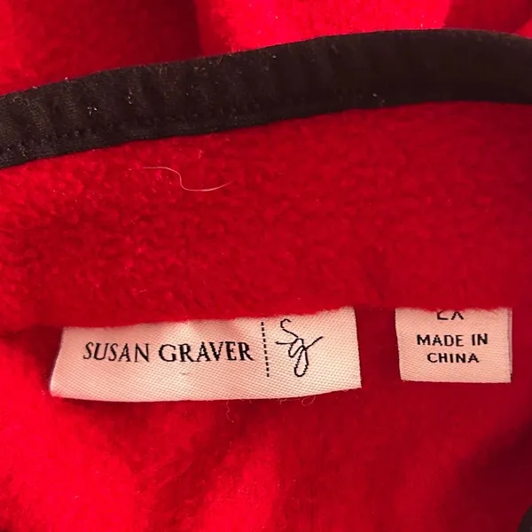 Susan Graver Fleece Vest‎ Red 2X - Image 4