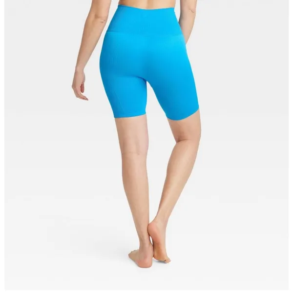 All In Motion Women's Seamless High Rise Rib Bike Shorts 6" Blue Small NWT - Image 2
