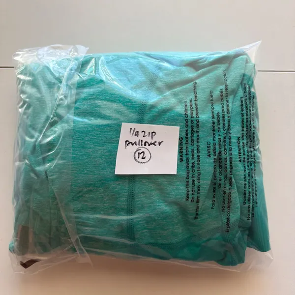 Lululemon 1/2 Zip Pullover Womens 12 Teal Heathered Thumbhole Activewear Top‎ - Image 9