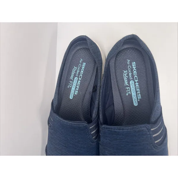 Skechers Women's 8.5 Navy Relaxed Fit Air-Cooled Memory Foam Slip On Shoes - Image 6