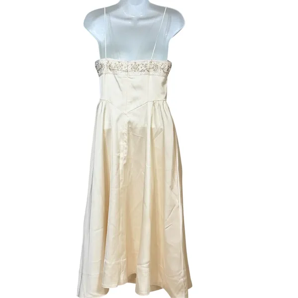 MOTF Naturally Chic Champagne Embroidered Beaded Maxi Dress XS B250414100771 - Image 4