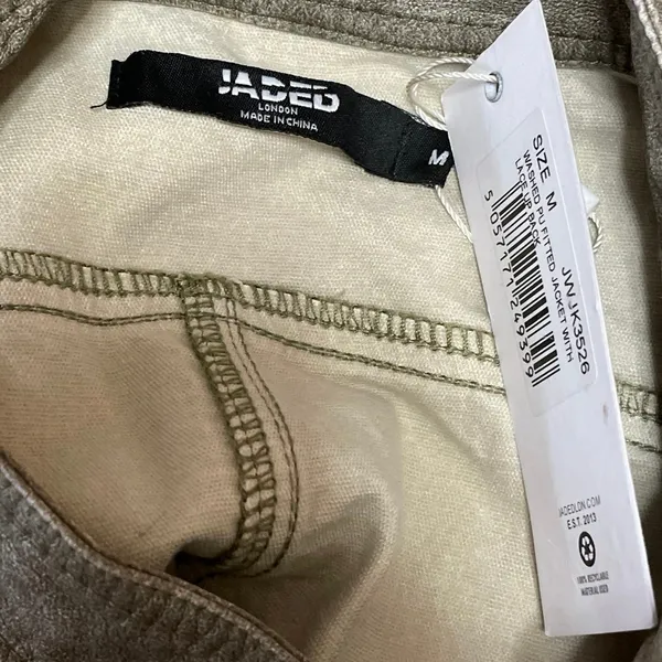 NEW Jaded London Women's Green Washed Lace Up Full Zip Vest Crop Top Size M - Image 4