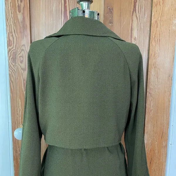 SOPHIE RUE Classic Lightweight Belted Lightweight Olive Green Trench Coat~XL - Image 12