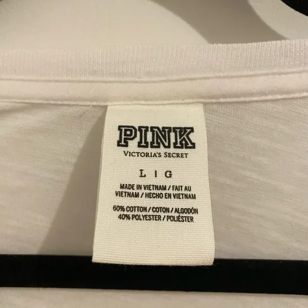Victoria’s Secret Pink Black & White Sequin Logo T-Shirt Size L New W/O Tag - Image 6