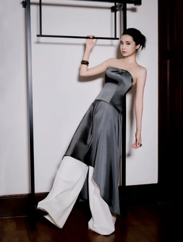 BNWT Zara Dark Gray ZW Collection Asymmetric Satin Dress - Image 5