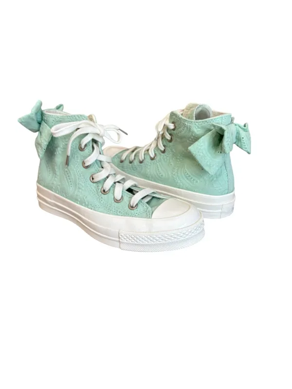Converse Chuck 70 Bow Green Sticky Aloe Embroidered Floral Women Size 7 NWOB - Image 3