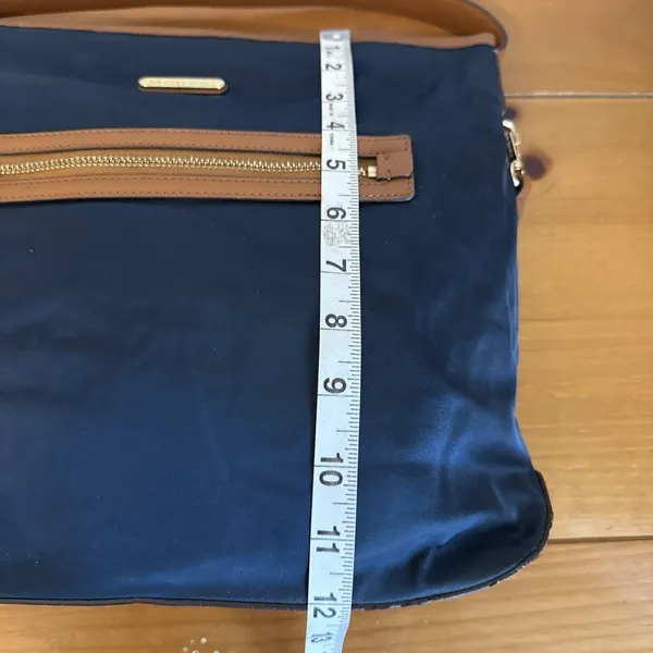 Michael Kors Kempton Tote Navy Nylon & Brown Trim Gold Tone Hardware Accents - Image 9