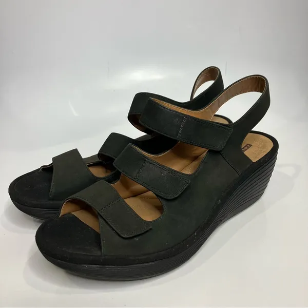 Collection by‎ Clarks Reedly Juno black wedge Sandals women’s size 10 - Image 4