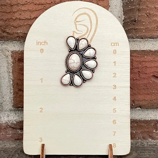 Faux White Buffalo Half Cluster Earrings - Image 2