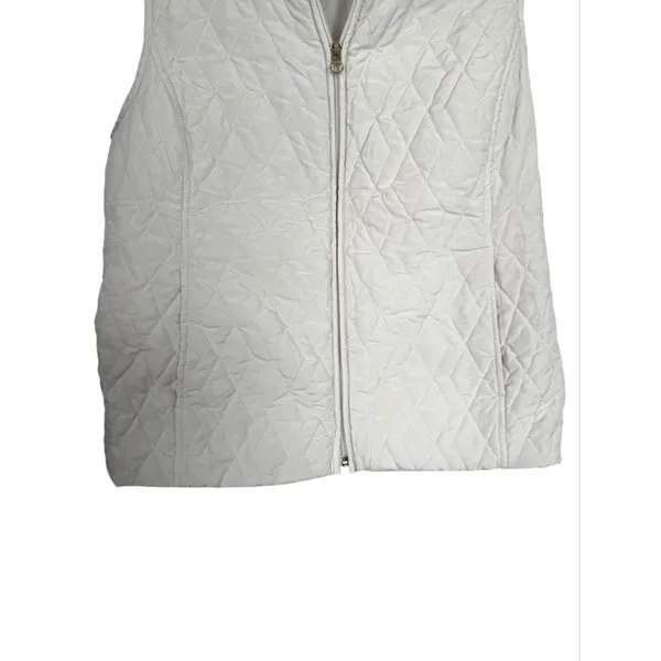 Croft & Barrow Women's Sz S Petite White Quilted Full Zip Vest Mid-Length - Image 3