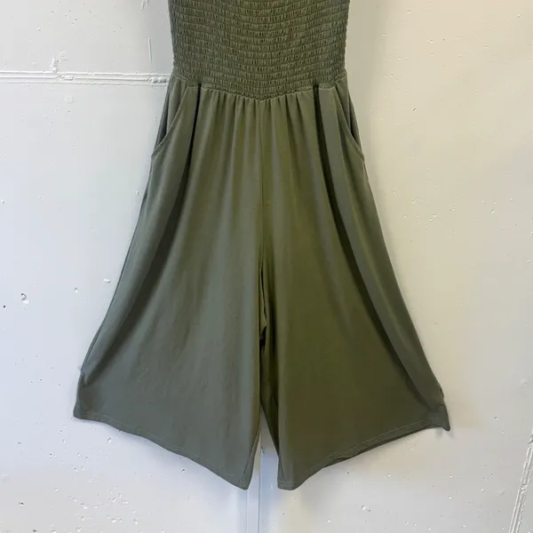 Jack by BB Dakota Olive Green‎ Smocked Wide Leg Jumpsuit Small JJ108177 - Image 4