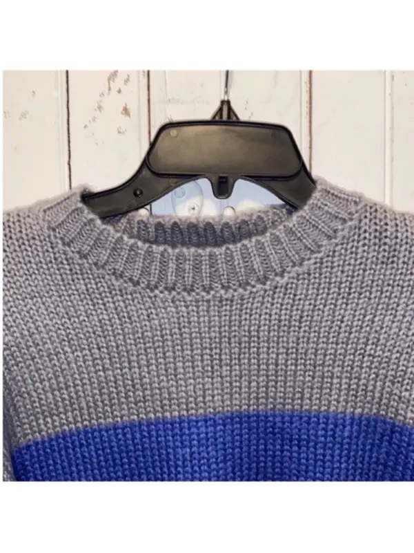 Lumiere Urban Outfitters Crewneck Sweater Blue Black Grey Colorblock Size L - Image 4