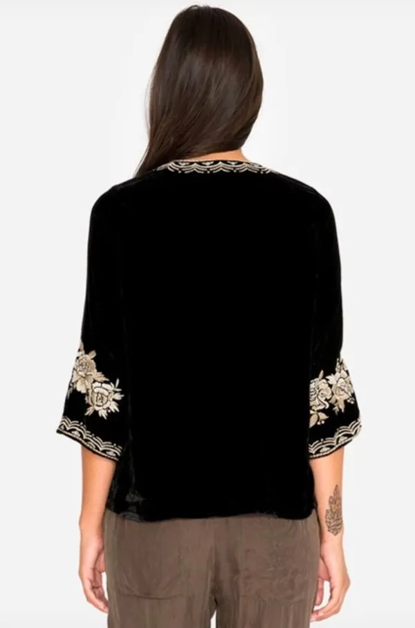 Johnny Was Olenna Velvet Flutter Top 3/4 Sleeve - Image 3