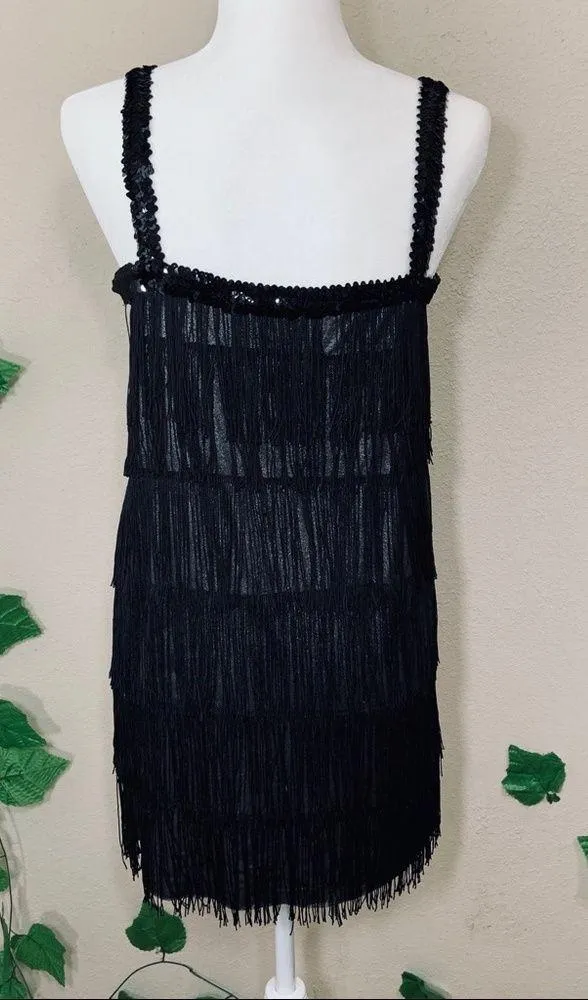 Flapper 1920’s Black Fringe Costume Halloween - Image 8
