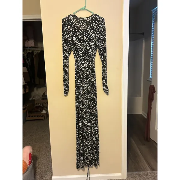 Free People Long Sleeve V-Neck Wrap Maxi Dress Animal Print Size 6 - Image 3