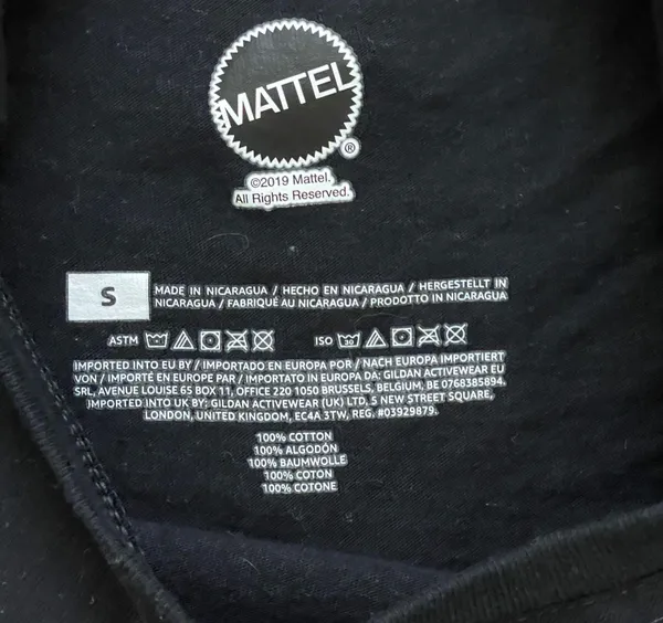 Mattel Barbie Cropped Crew Neck T-shirt Black With Barbie in Pink Writing Small - Image 7