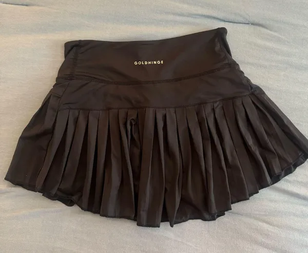 Gold Hinge Black Skort Pleated Tennis Skort - Image 2